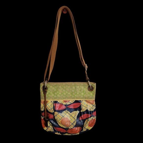 Vintage Fossil Floral Pattern Crossbody Bag With Adjustable Strap - Picture 1 of 6